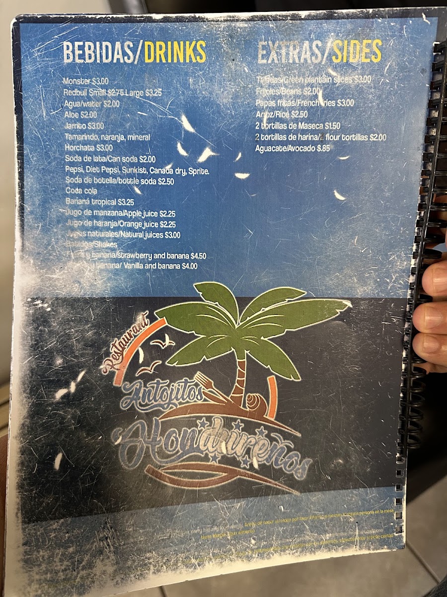 Honduran Antojitos menu board