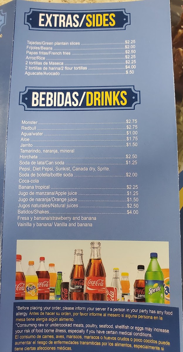 Honduran Antojitos menu board