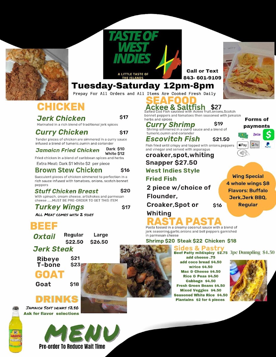 Taste of West Indies menu board