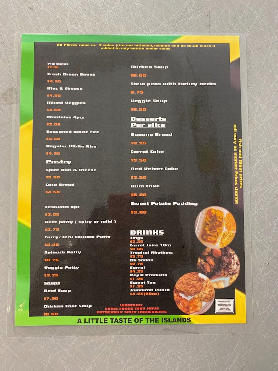 Taste of West Indies menu board
