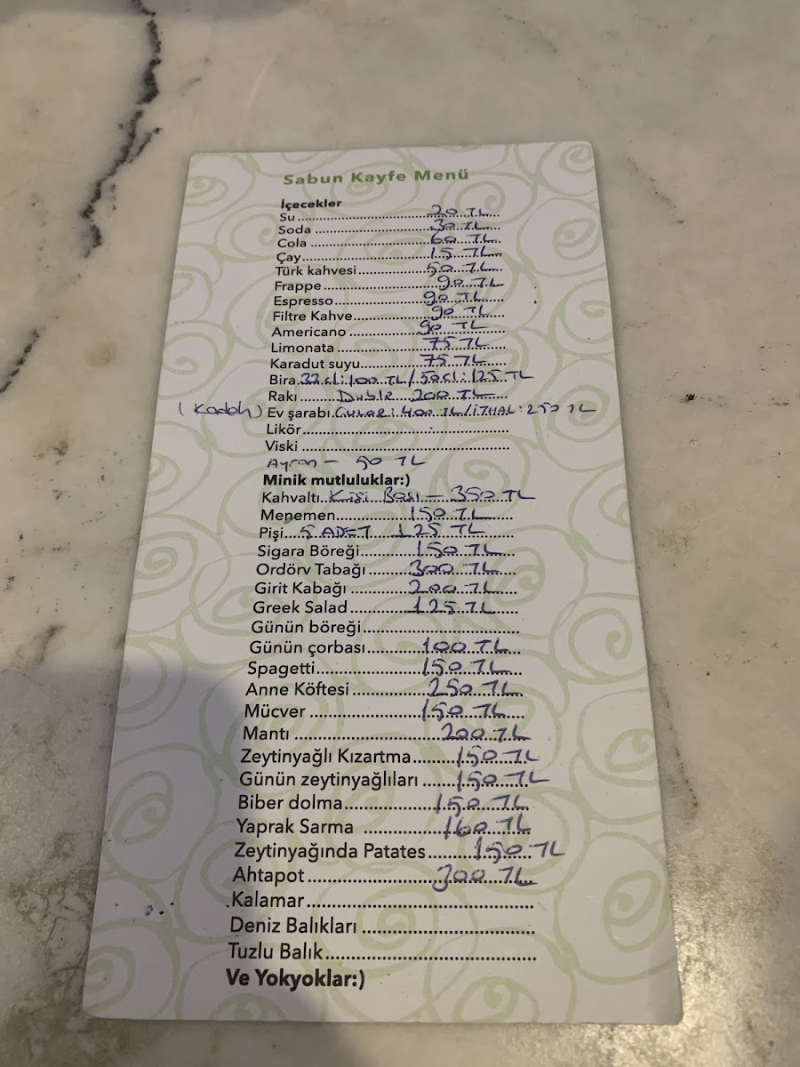 Mavras Restaurant menu board