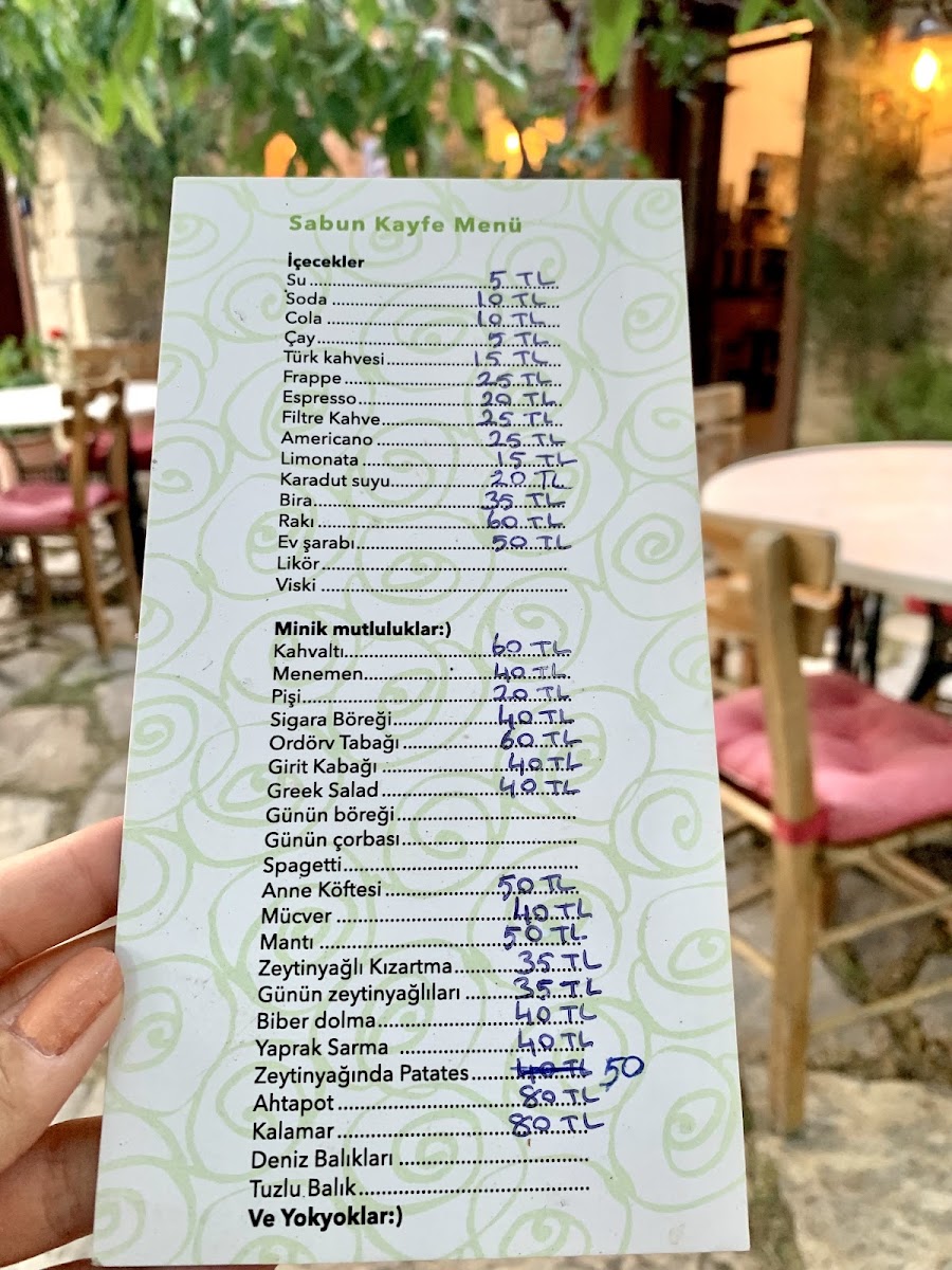 Mavras Restaurant menu board