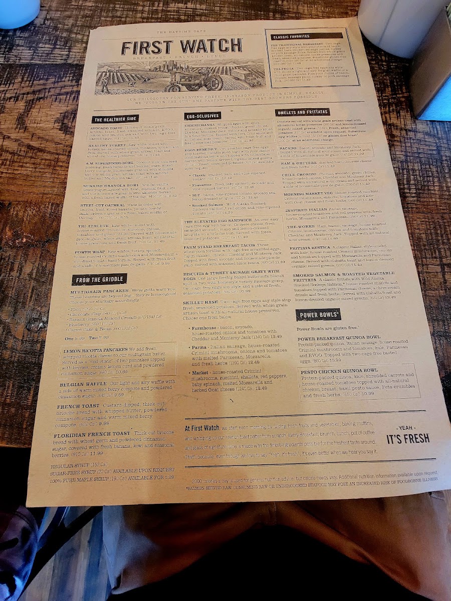 First Watch menu board