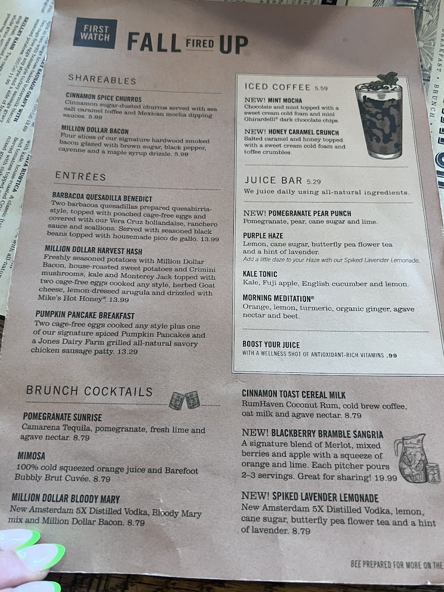 First Watch menu board
