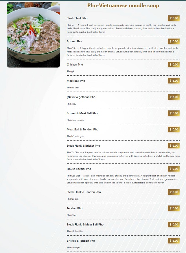 DateCafe – Pho, Coffee & Bubble Tea menu board