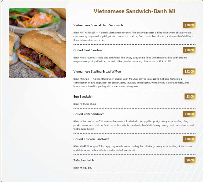DateCafe – Pho, Coffee & Bubble Tea menu board
