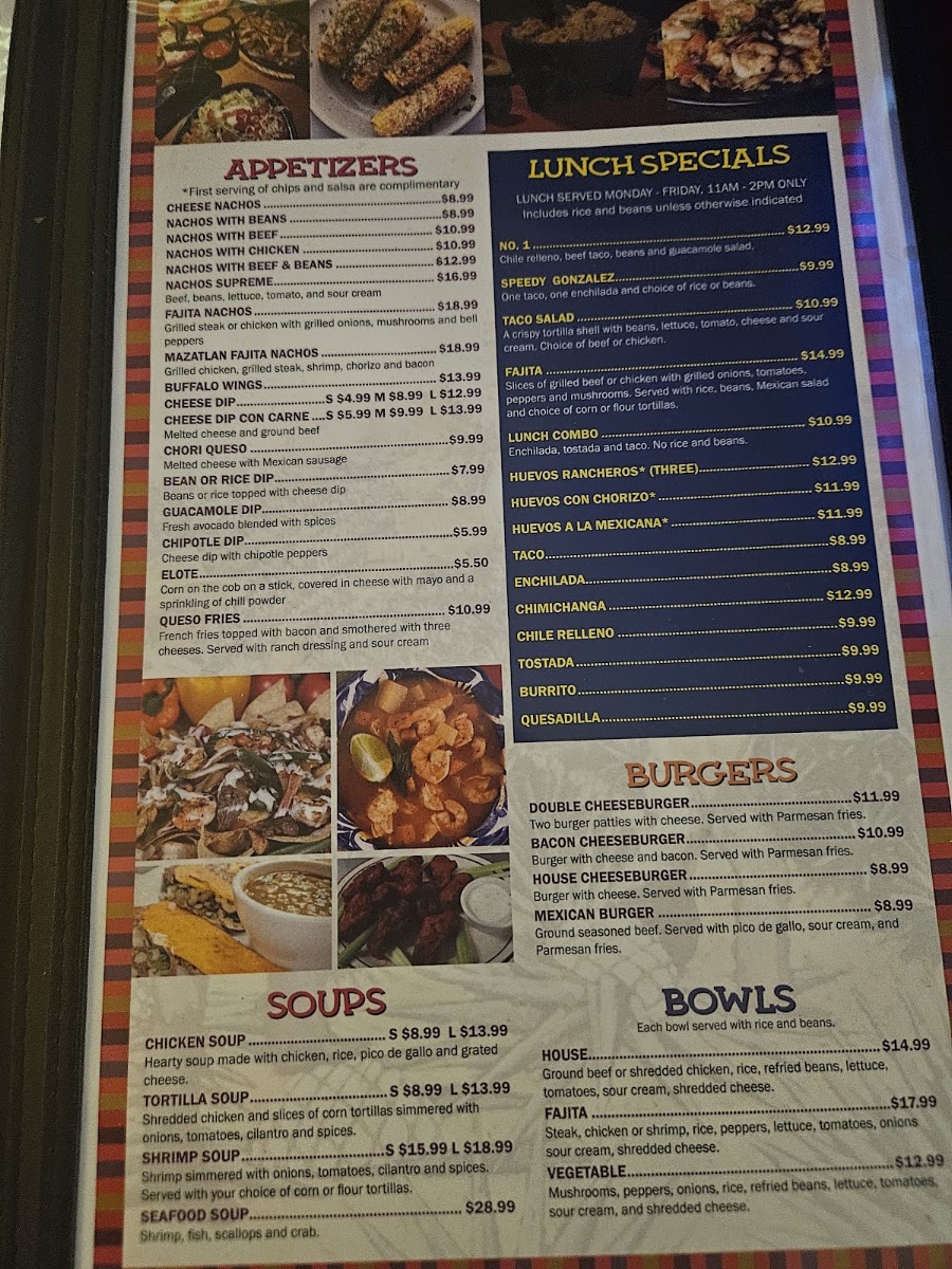 Fiesta Cantina Authentic Mexican Food menu board