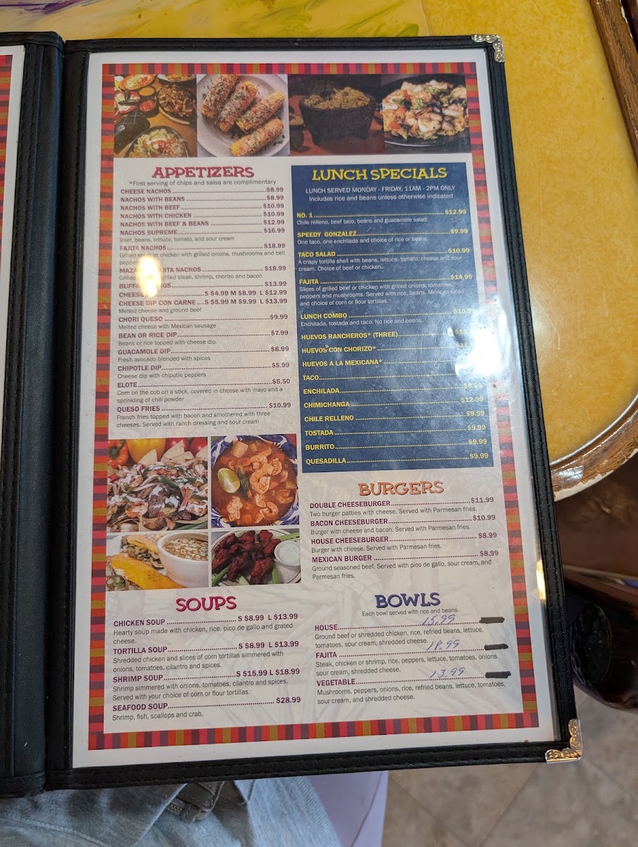 Fiesta Cantina Authentic Mexican Food menu board