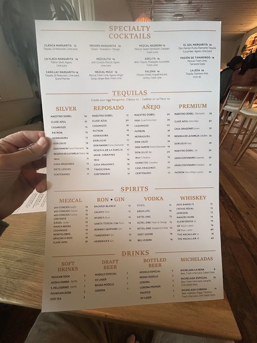 La Nena Cantina menu board