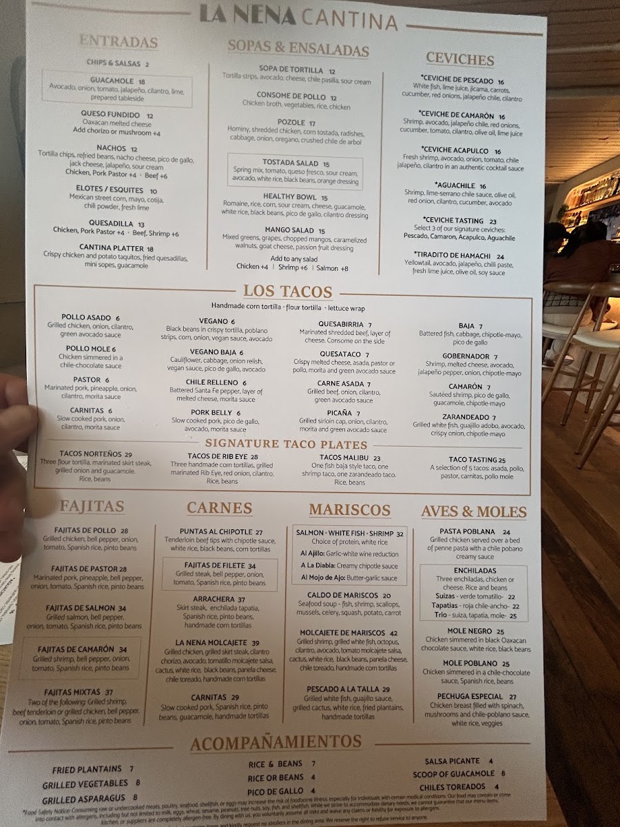 La Nena Cantina menu board