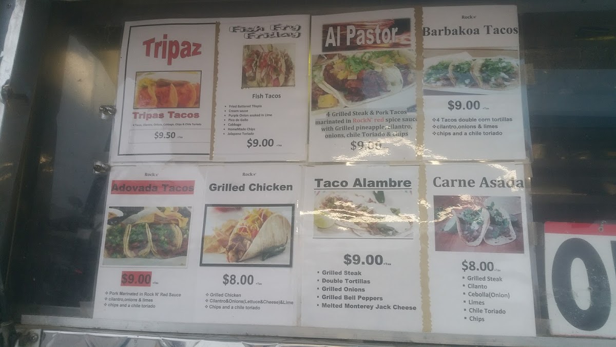 RockN' Taco menu board