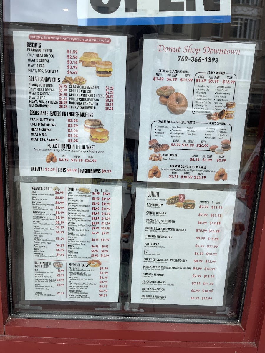 The Do-Nut Shop Cafe menu board