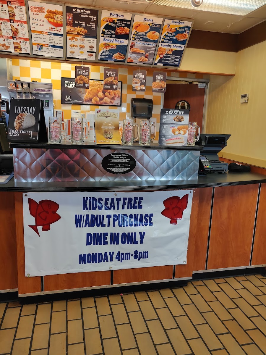 Long John Silver's menu board