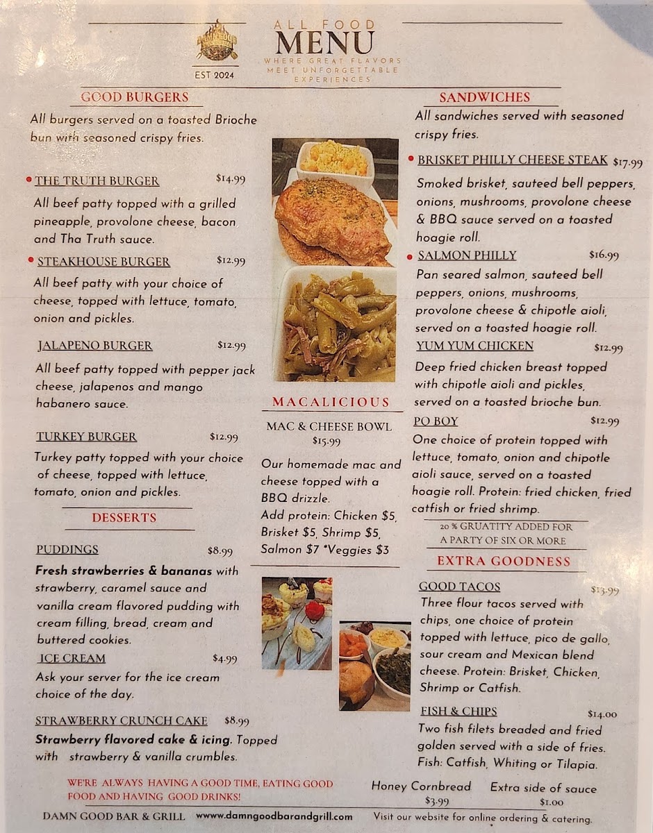 TASTE THE TWIST BAR & GRILL menu board
