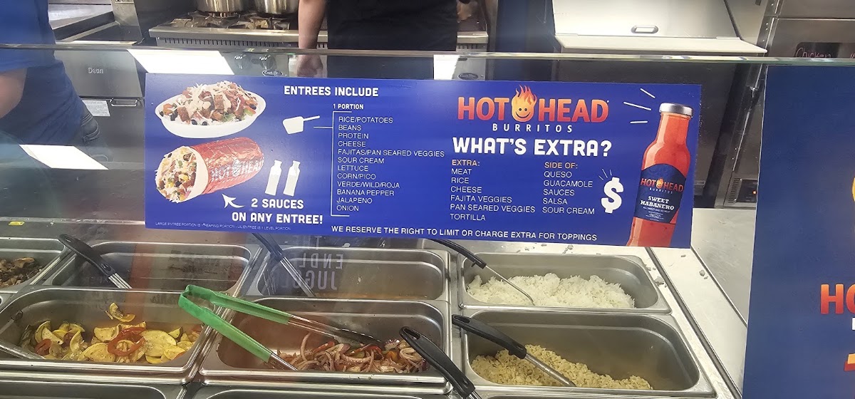 Hot Head Burritos menu board
