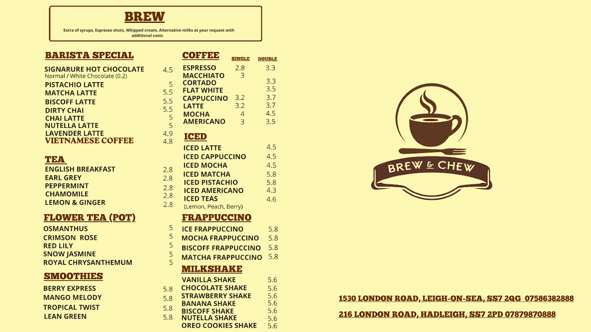 Enchanted Cafe & Bar menu board