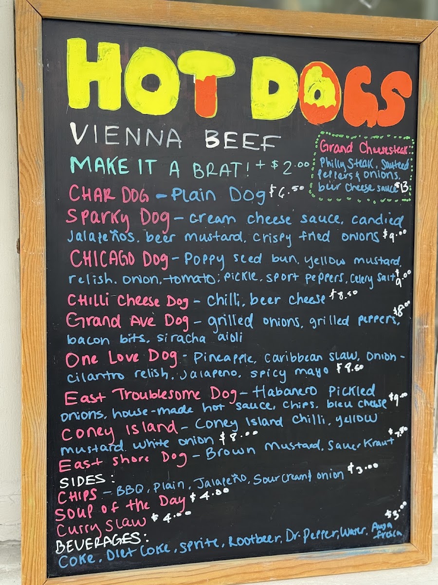 Sparky's Snack Shack menu board