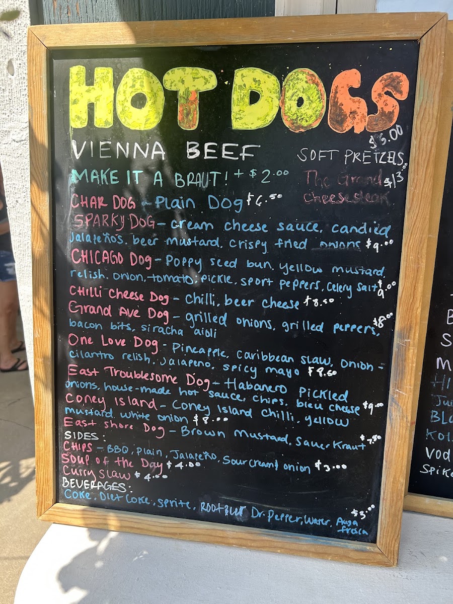 Sparky's Snack Shack menu board