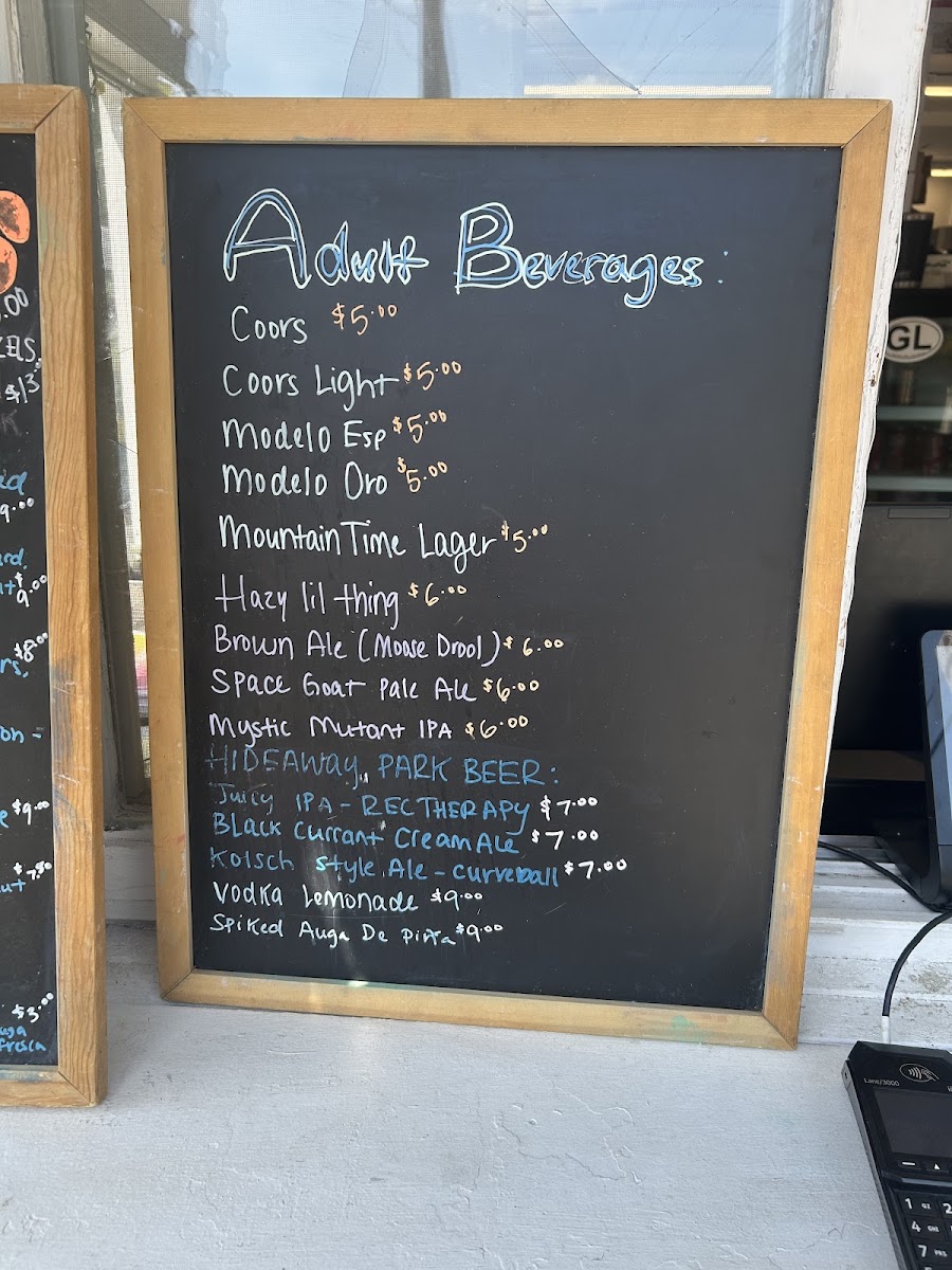 Sparky's Snack Shack menu board