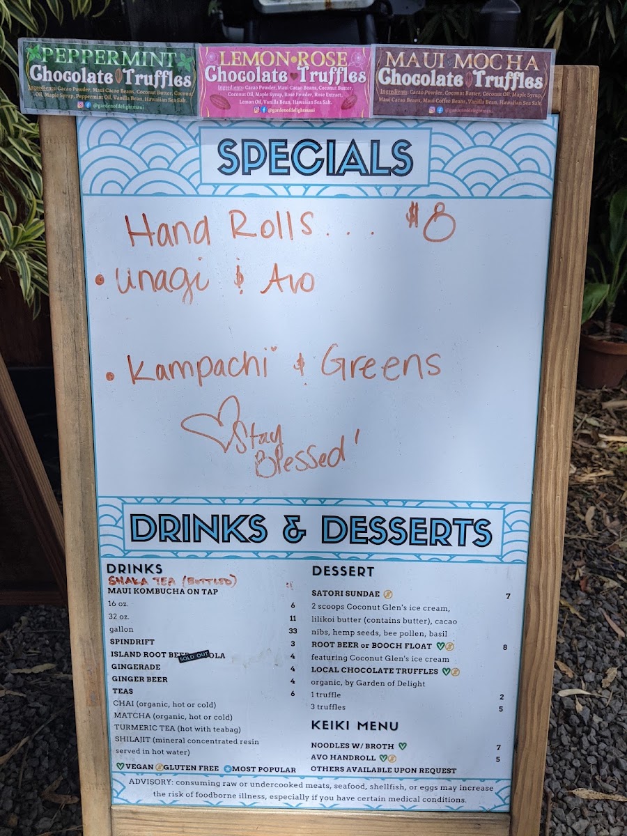 Satori menu board