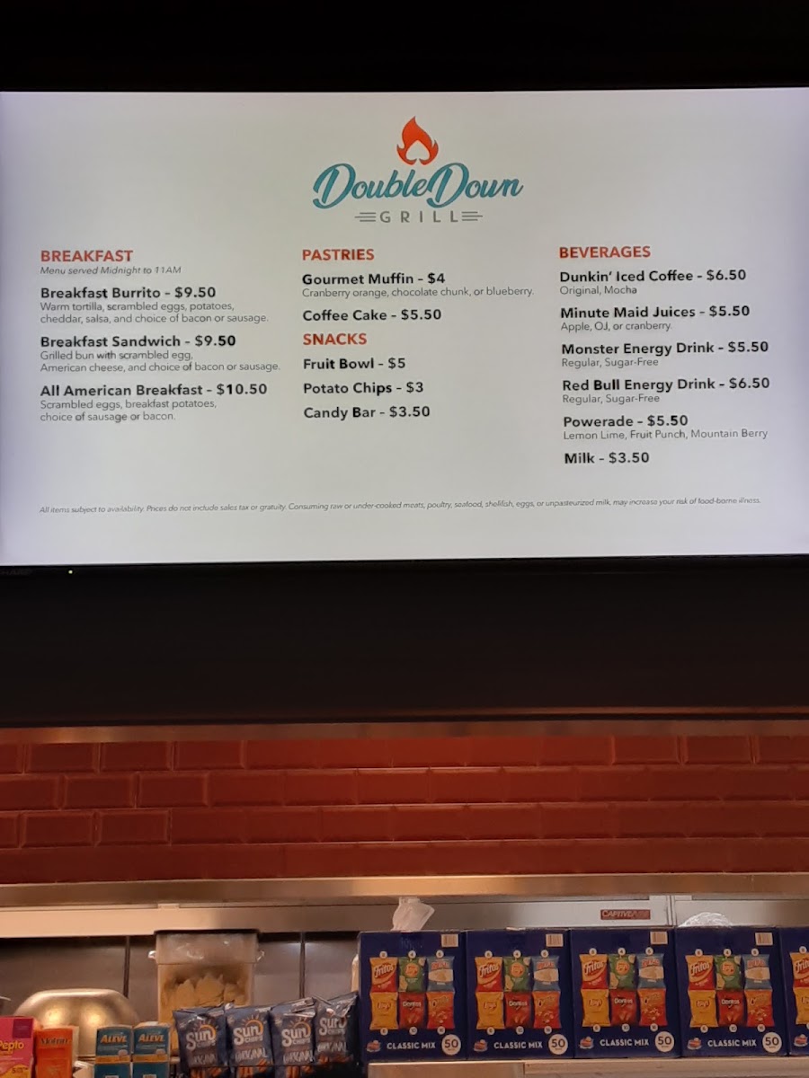 Double Down Grill menu board