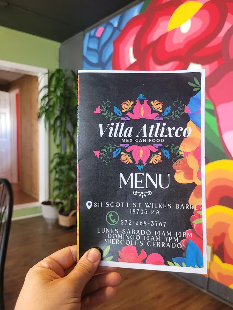Villa Atlixco menu board