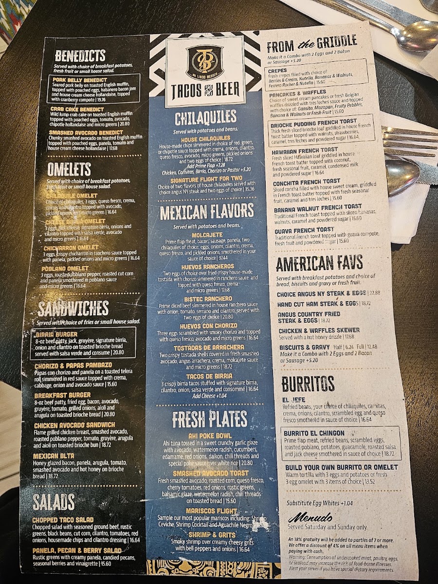 The Brunch Spot menu board
