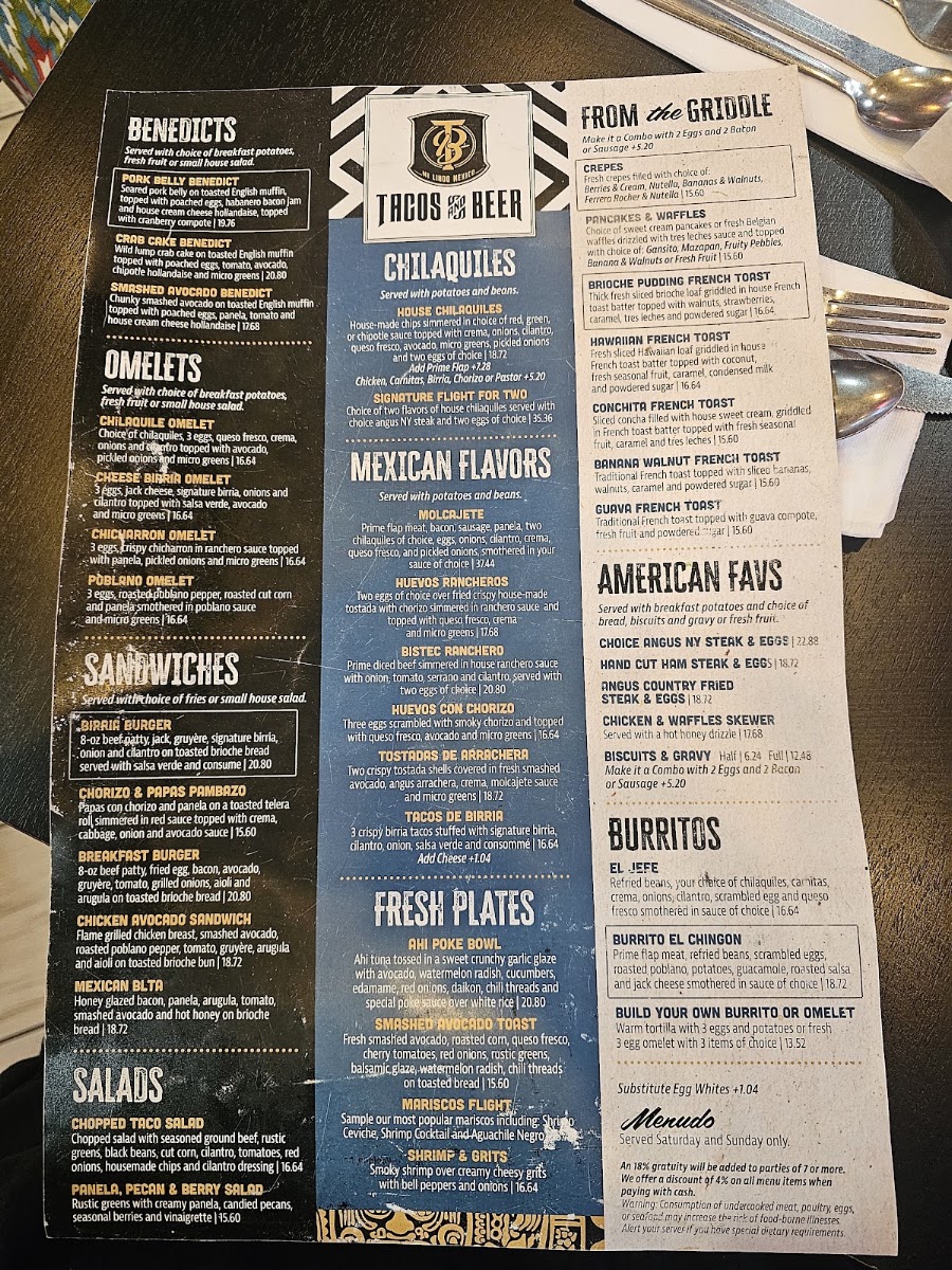 The Brunch Spot menu board