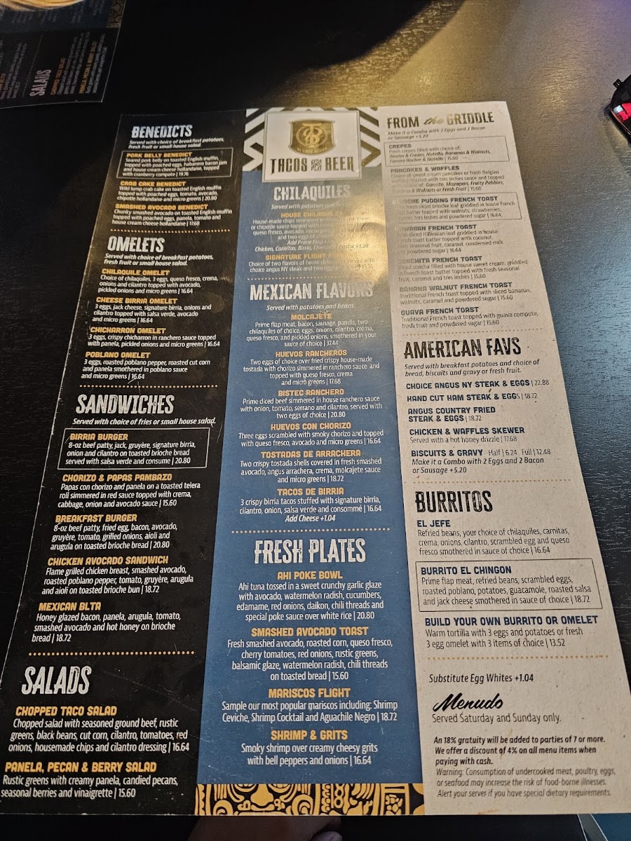 The Brunch Spot menu board