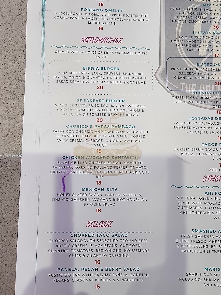 The Brunch Spot menu board