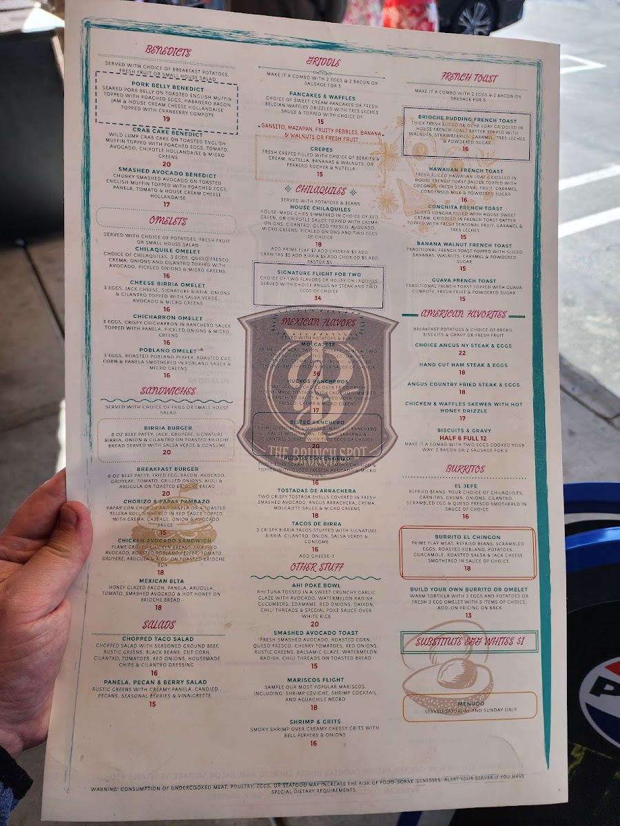 The Brunch Spot menu board