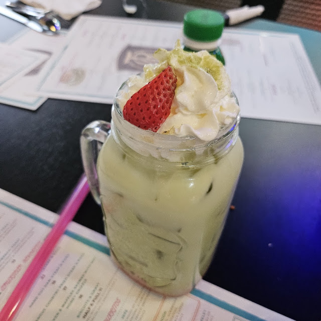 Macha with Strawberries and Cream