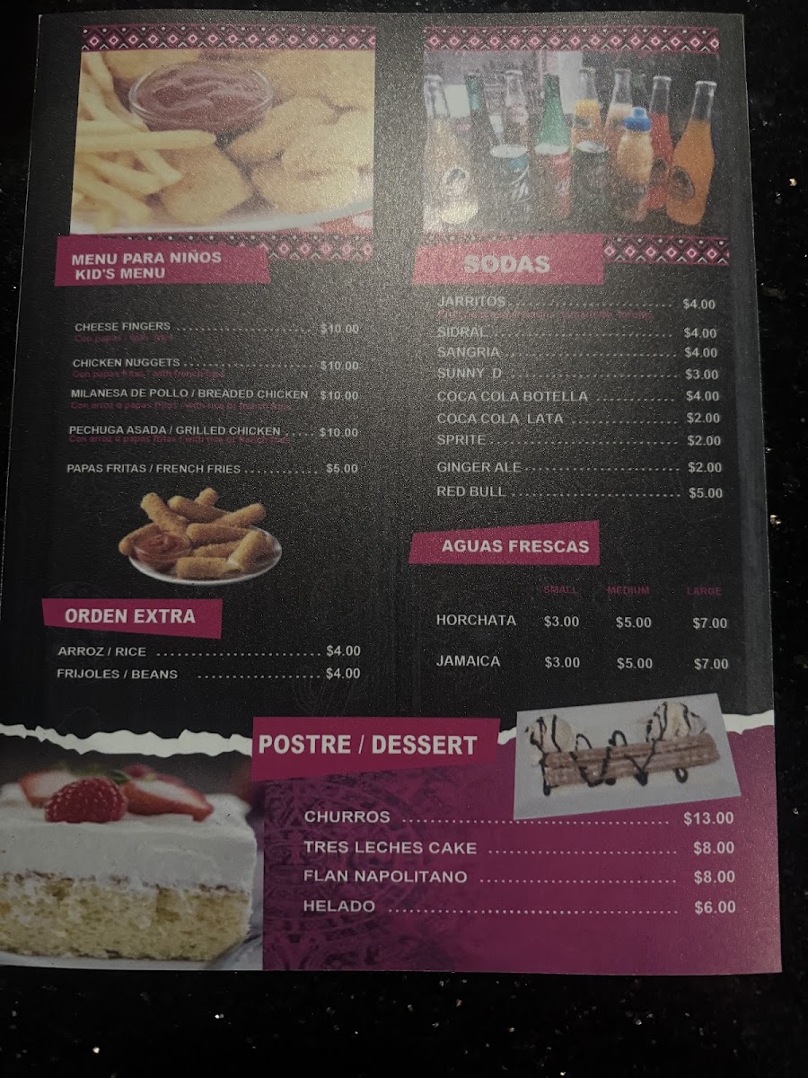 Doña Maria Restaurant menu board