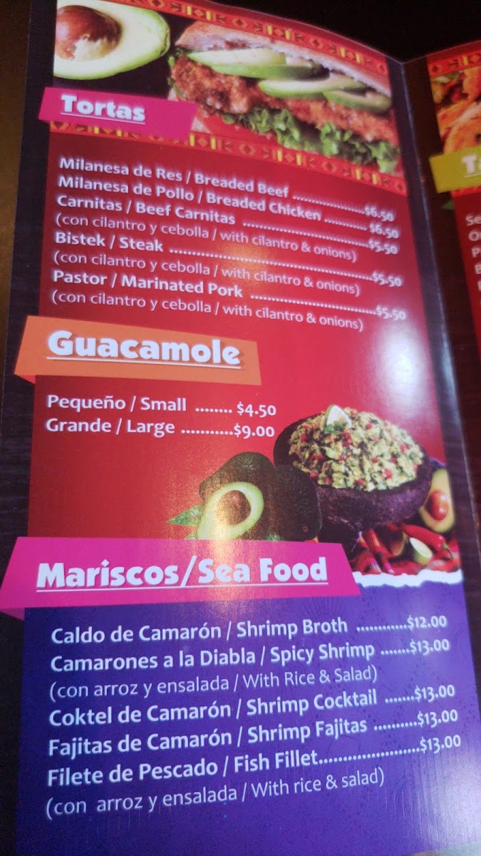 Doña Maria Restaurant menu board