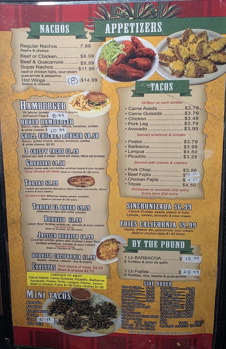 El Rodeo Mexican Grill #4 menu board