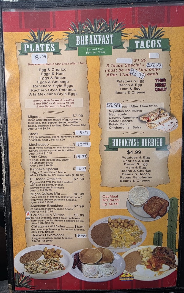 El Rodeo Mexican Grill #4 menu board
