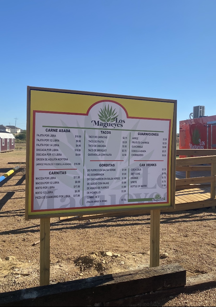 Los Magueyes menu board