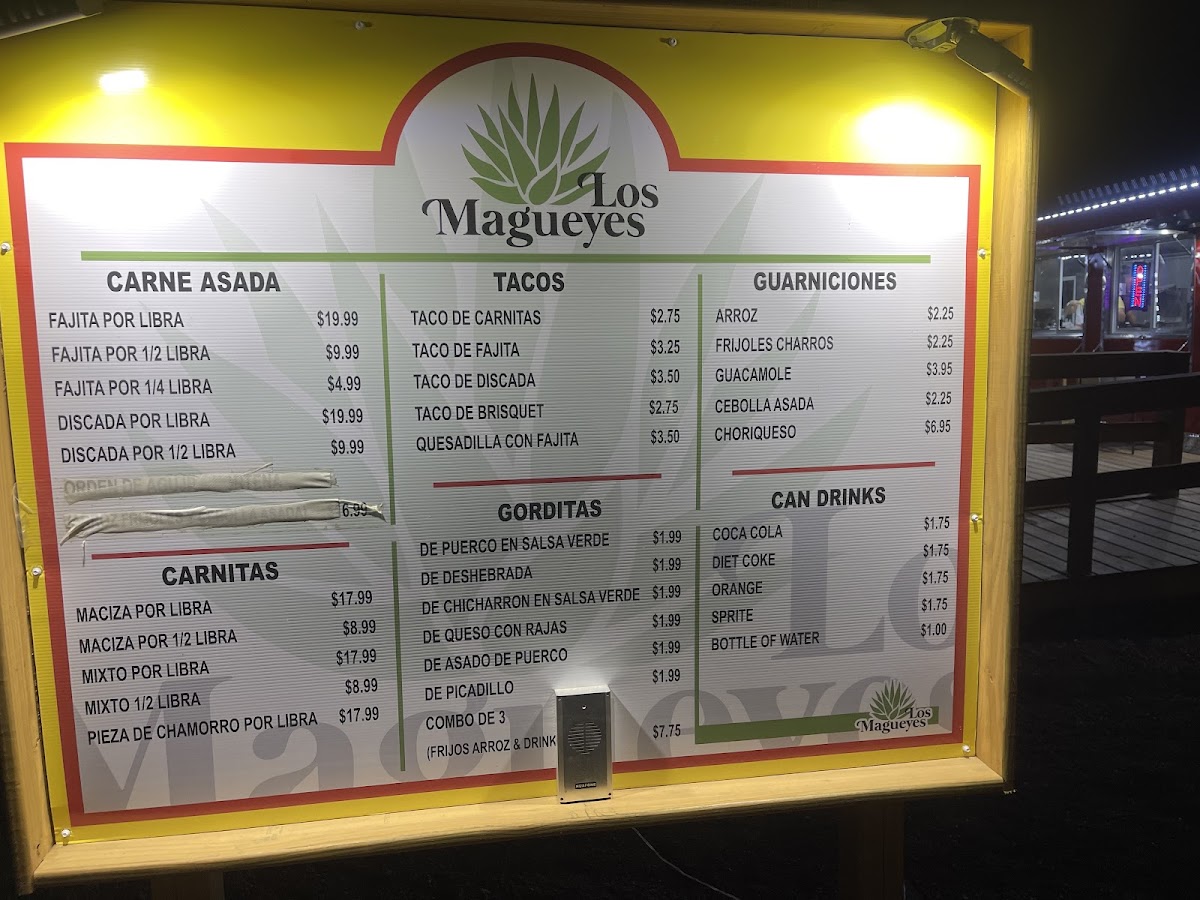 Los Magueyes menu board