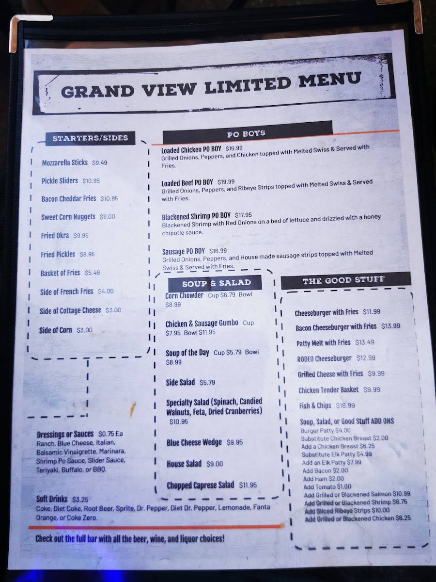 Charlie's Sports Bar & Grill menu board