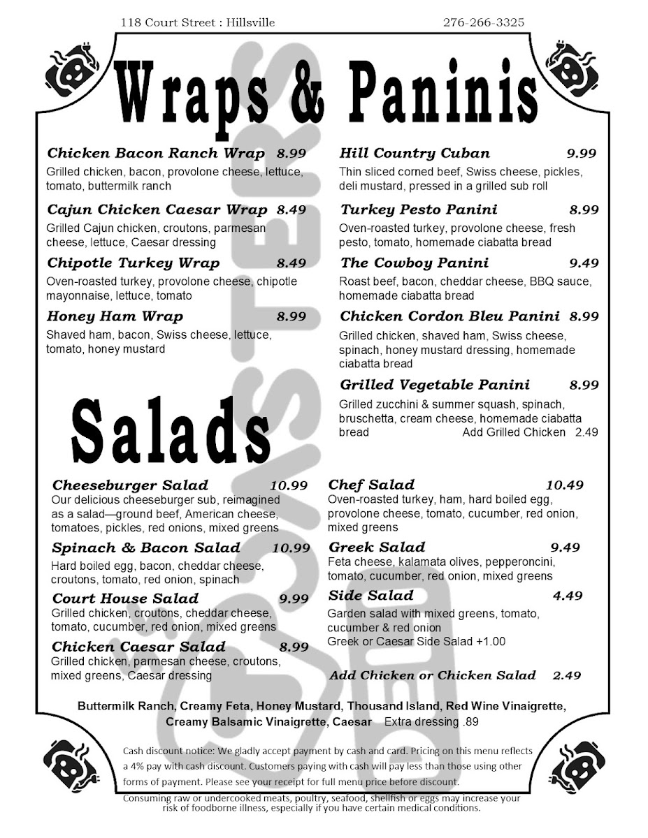 Toasters Deli menu board