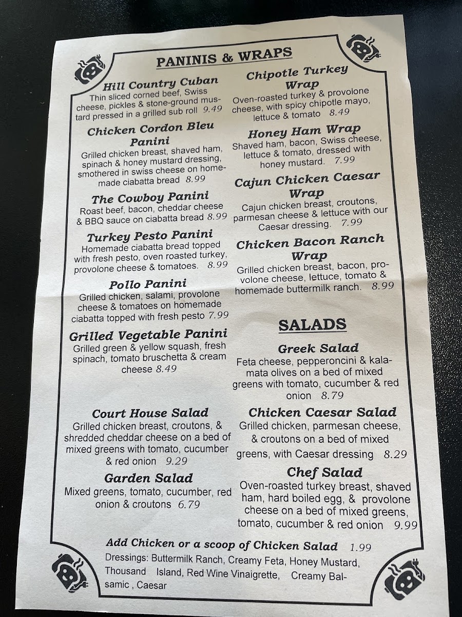 Toasters Deli menu board