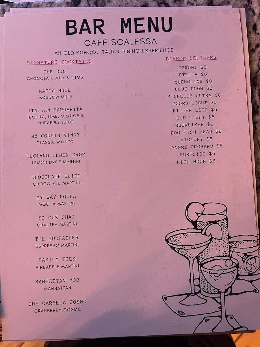 Cafe Scalessa menu board