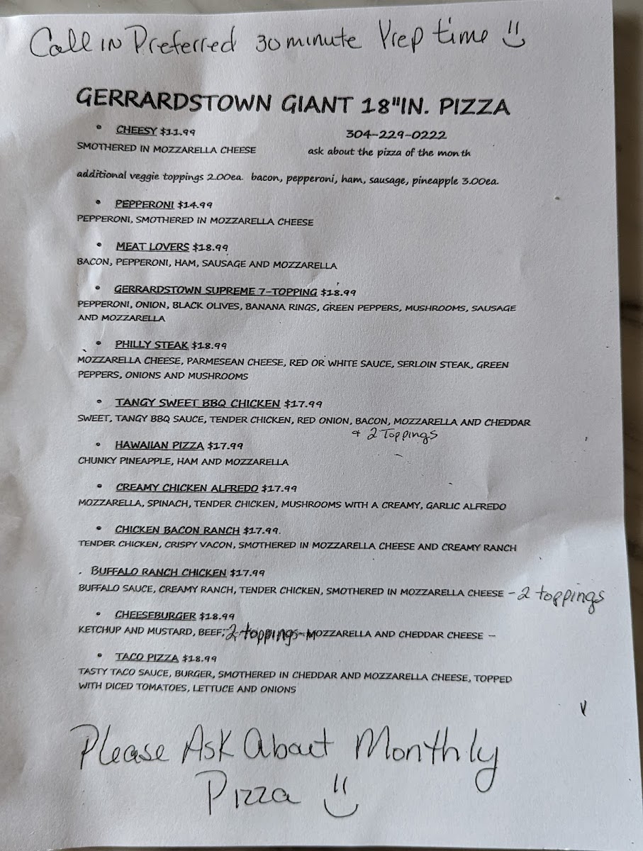 Tracy's corner grocery/Donnie's homestyle kitchen menu board