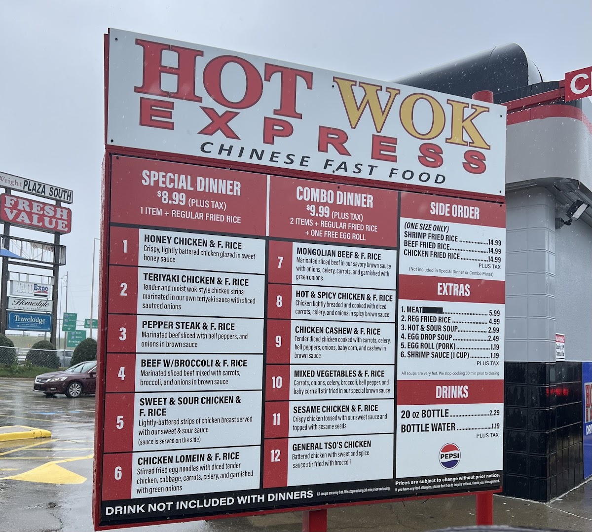 Hot wok express menu board
