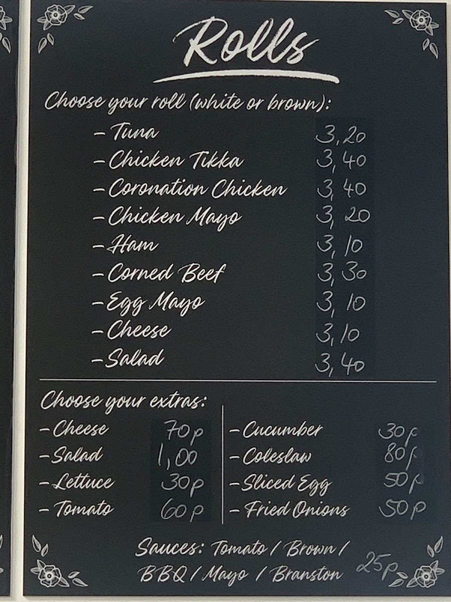 Pete's Cafe menu board