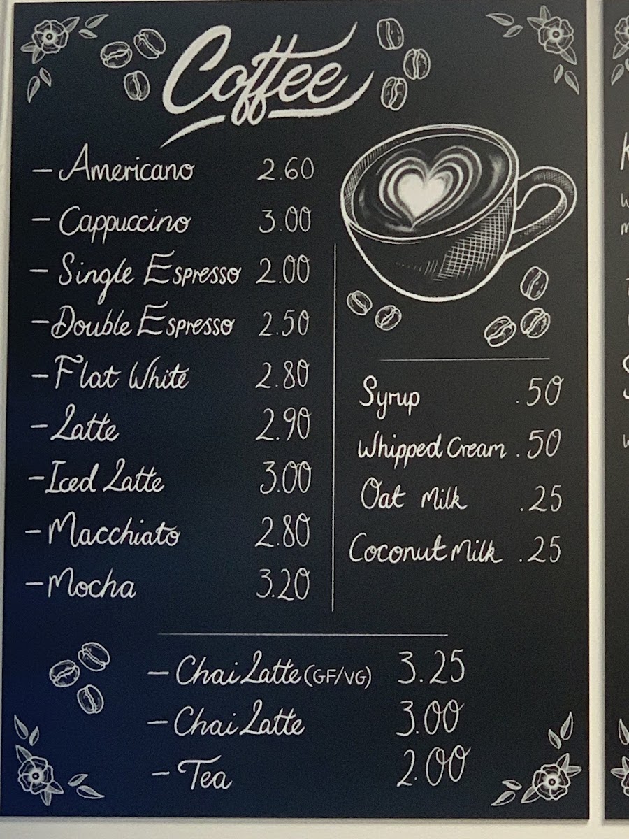 Pete's Cafe menu board