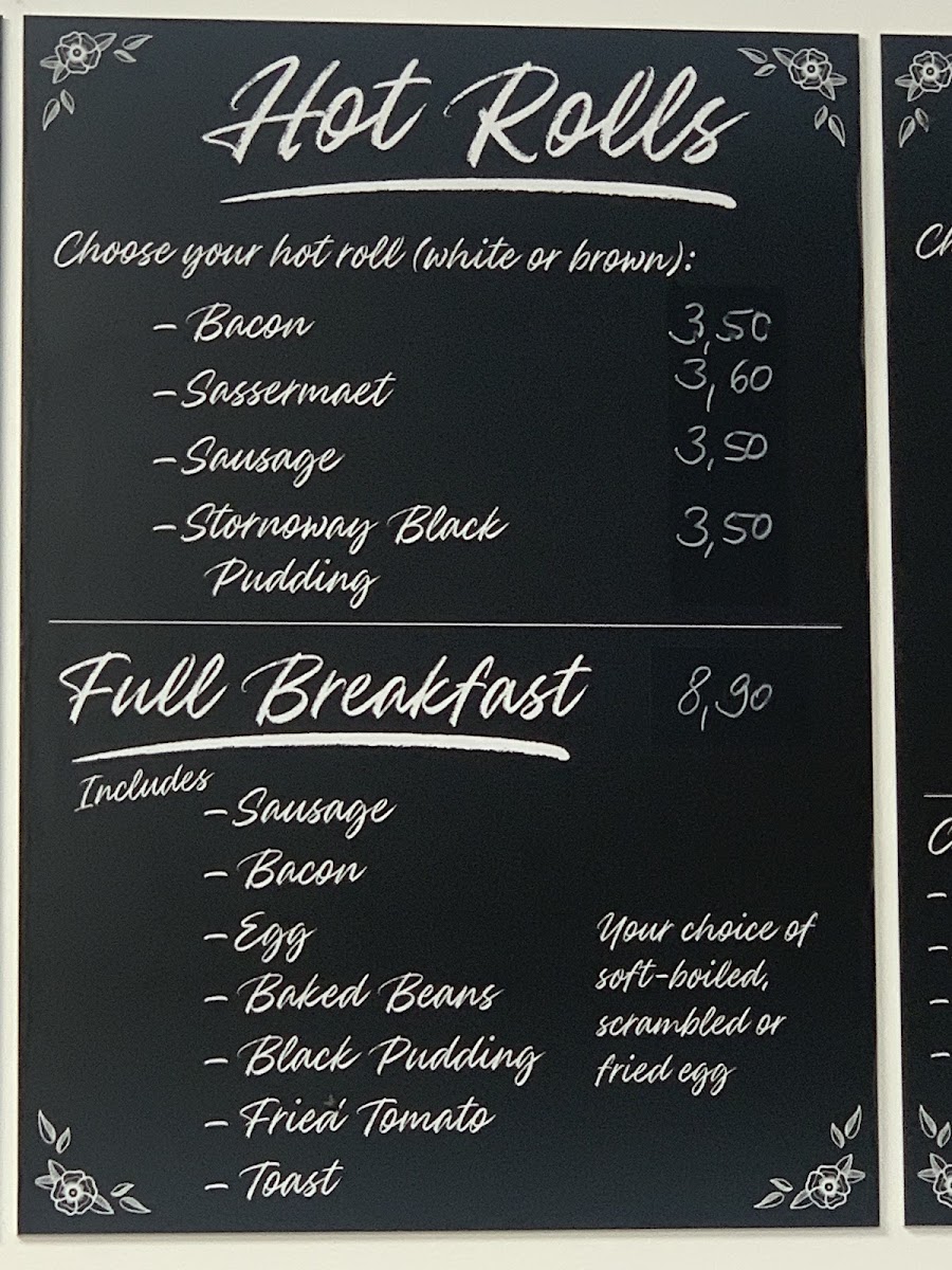 Pete's Cafe menu board