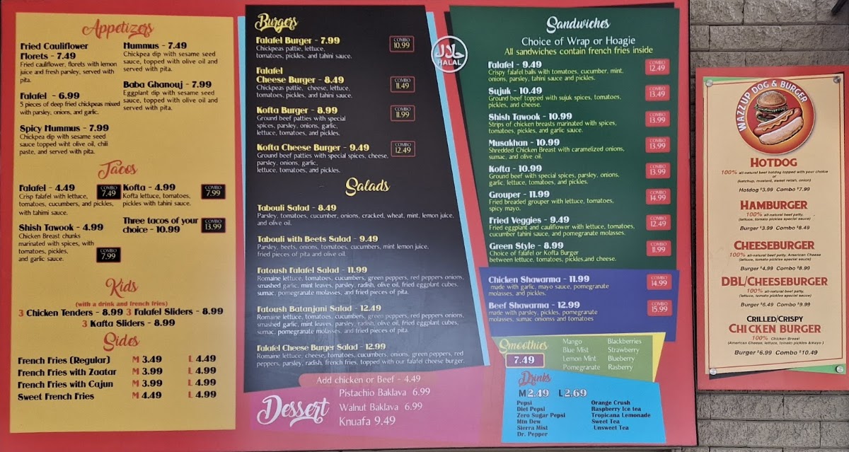 Falafel Burger menu board
