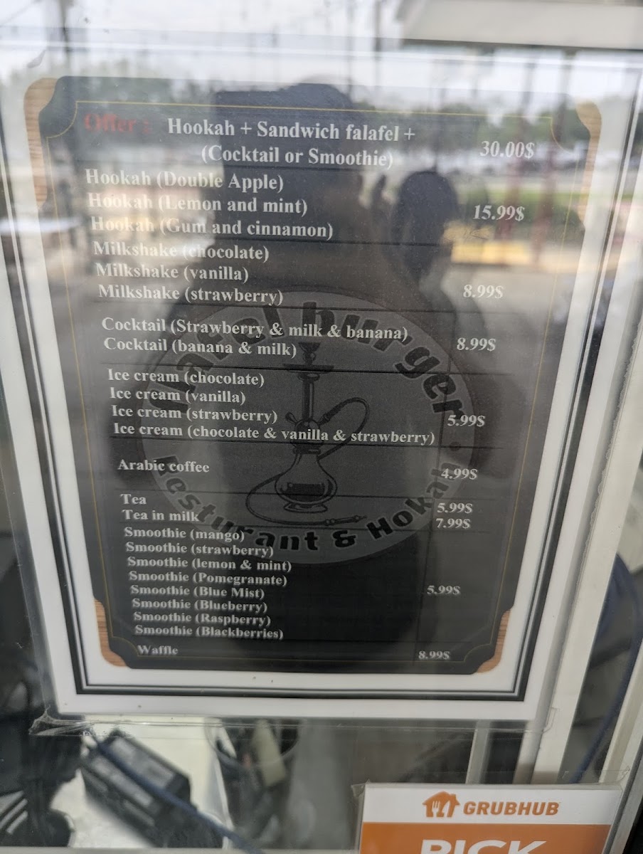 Falafel Burger menu board