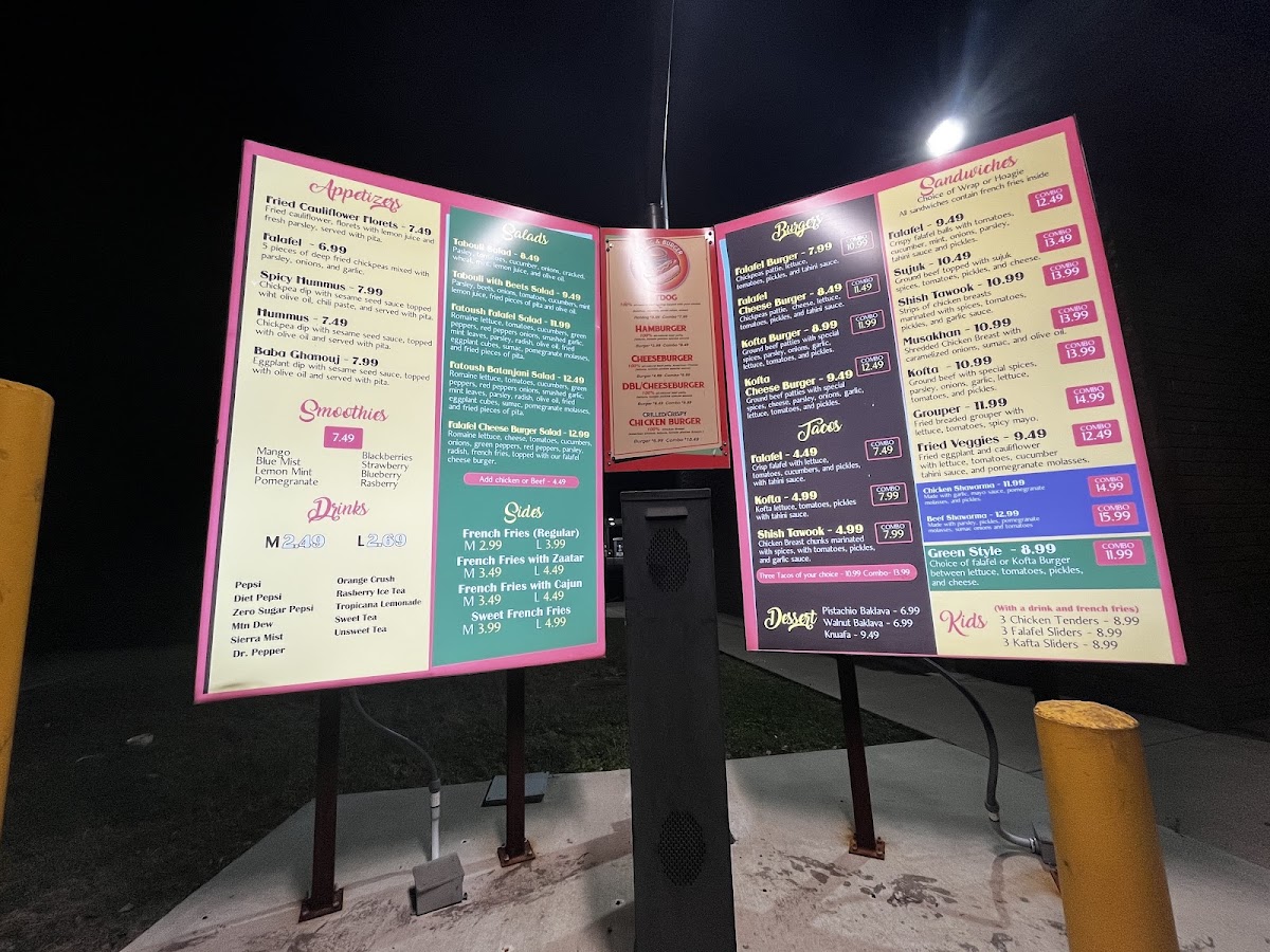 Falafel Burger menu board
